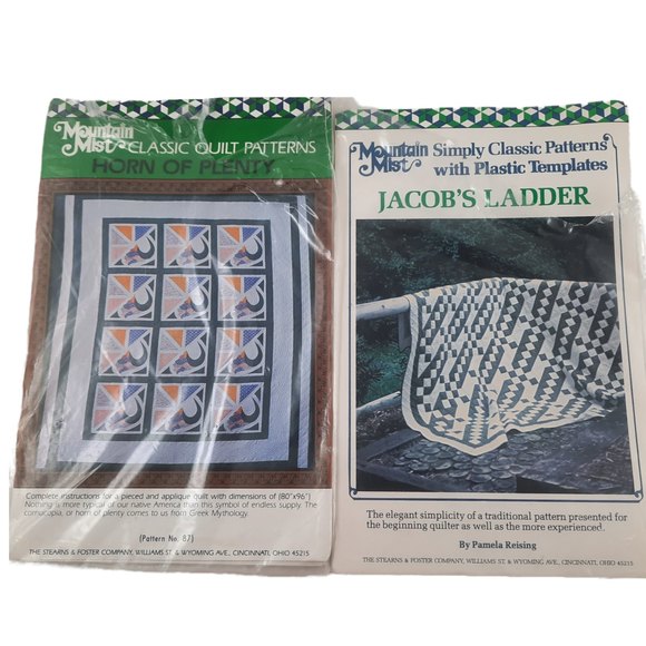 Mountain Mist Pieced Quilt Pattern Horn of Plenty & Jacobs Ladder w/ Template - Picture 1 of 6